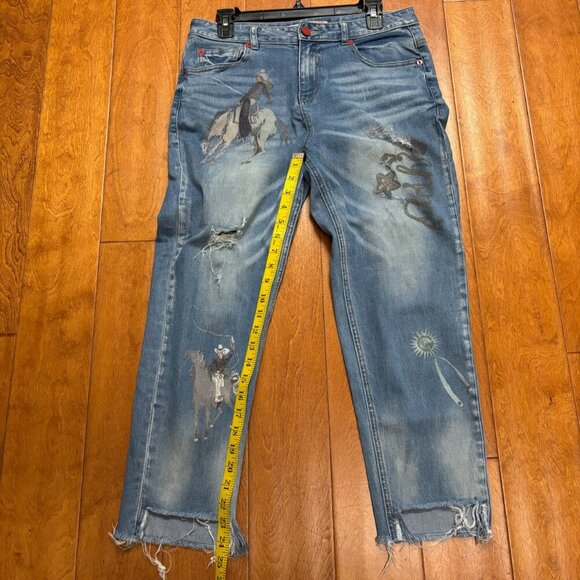 Jucy Judy Women Jeans Sz 28 Distressed Graphic Cowgirl Horses Equestrian Country - Picture 13 of 16